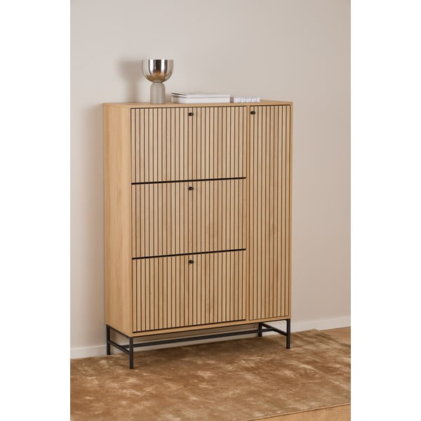 Накланяща се стойка за обувки от дъбов декор  в естествен цвят 99x140x35 cm Albany  – Actona-image-1