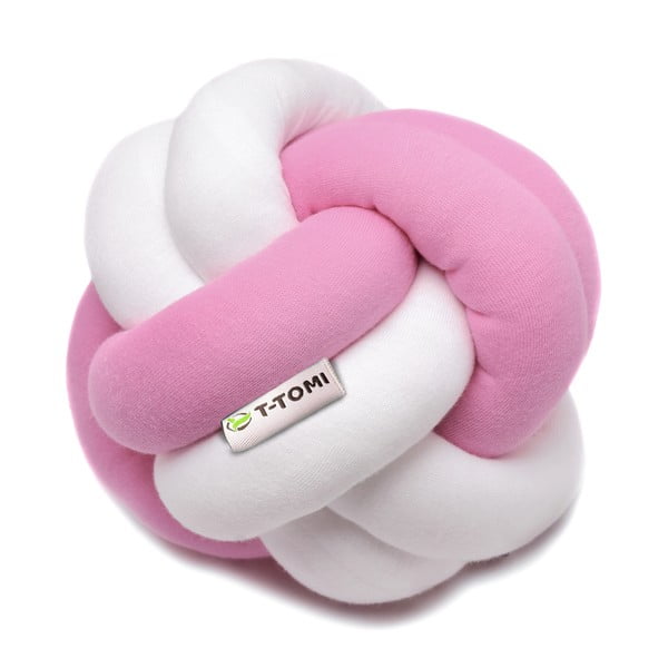 Розово-бяла памучна плетена топка, ø 20 cm - T-TOMI
