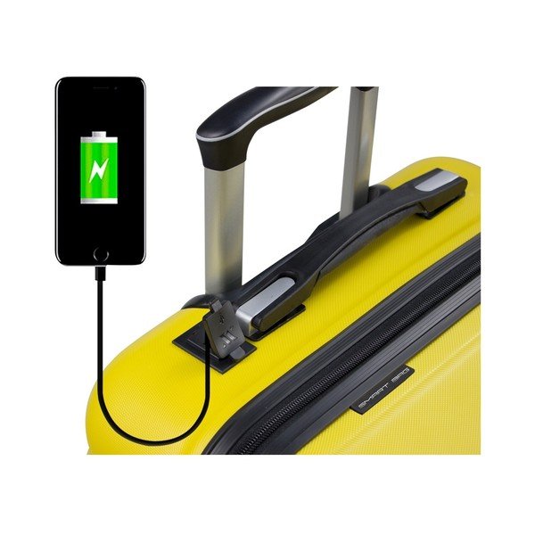 Комплект от 2 жълти куфара за пътуване на колела с USB портове My Valice RESSNO Cabin & Large - Myvalice-image-2