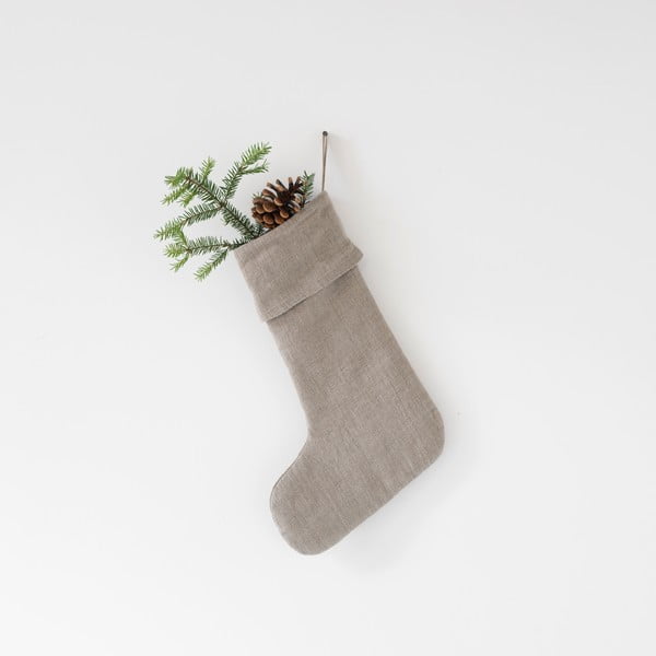 Коледна ленена висяща украса Коледен чорап - Linen Tales