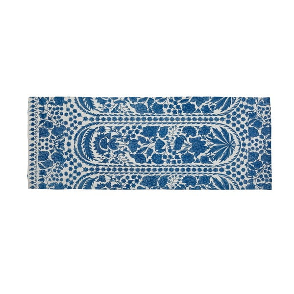 Синя пътека със смес от памук , 55 x 135 cm Blue Flowers - Velvet Atelier