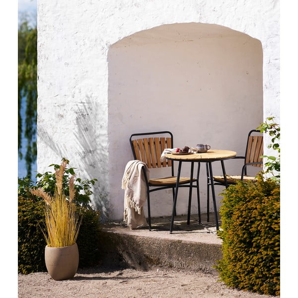 Кръгла градинска маса за хранене от масивно тиково дърво ø 70 cm Cleveland – House Nordic-image-1