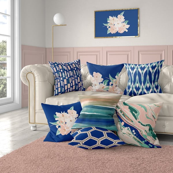 Синя и розова калъфка за възглавница Artsy, 43 x 43 cm Honey - Mike & Co. NEW YORK-image-2