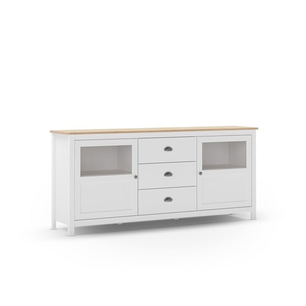 Бял нисък скрин от масивен бор 180x80 cm Misti – Marckeric-image-4