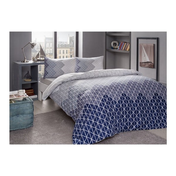 Спално бельо с чаршаф от памук Ранфорс за двойно легло Lucas Grey, 200 x 220 cm - Unknown
