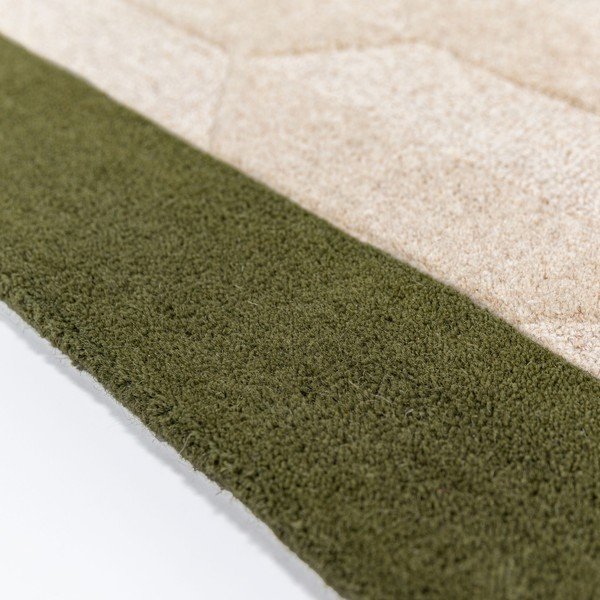 Зелена/в естествен цвят ръчно изработена вълнена пътека 60x230 cm Apex Border Wool – Flair Rugs-image-2