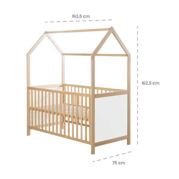 Детско легло в бял и естествен цвят 70x140 cm - Roba-image-4