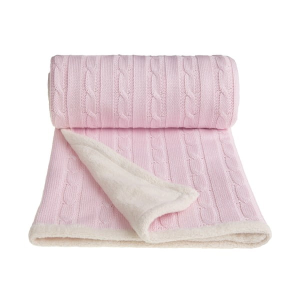 Розово плетено бебешко одеяло със съдържание на памук , 80 x 100 cm Winter - T-TOMI