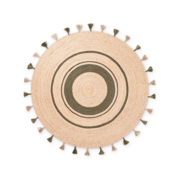 Двустранен/ръчно изработен ютен кръгъл килим в естествен цвят ø 150 cm Basil – Hanse Home