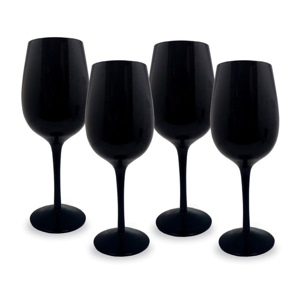 Sada 4 černých sklenic na víno Vin Bouquet Blind, 520 ml