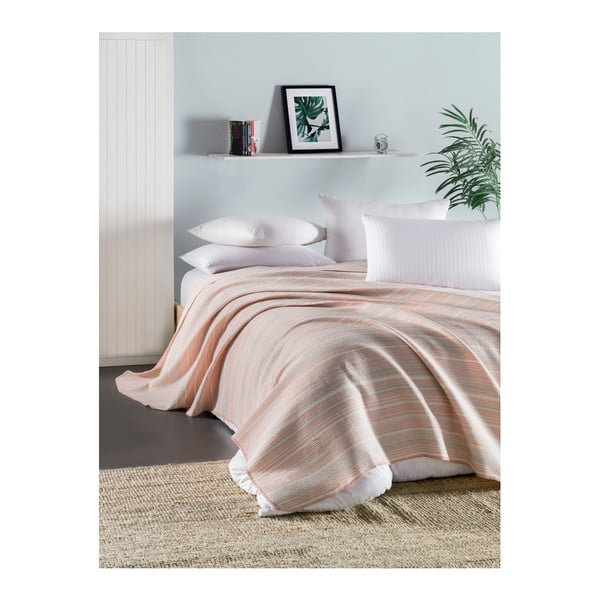 Розова лека ватирана памучна покривка за легло Runino Mento, 160 x 220 cm - Mijolnir