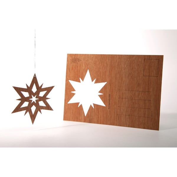 Дървена пощенска картичка Двойна звезда, 14,8 x 10,5 cm - Formes Berlin