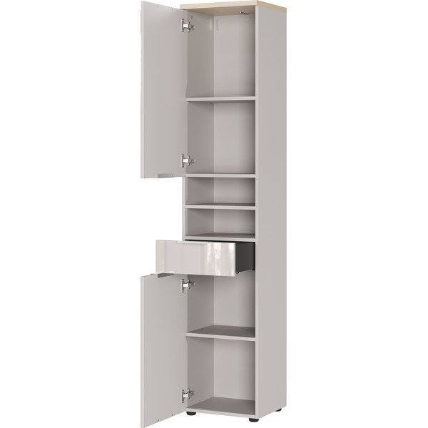 Кремав гланцов висок/тесен шкаф за баня 39x190 cm Tavira – Germania-image-3