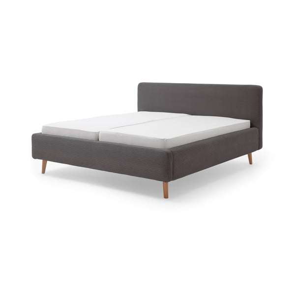 Сиво легло от велур с решетка и място за съхранение , 160 x 200 cm Mattis Cord - Meise Möbel
