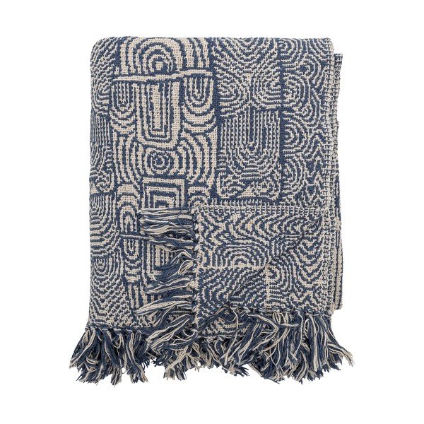 Синьо  одеяло със смес от памук 130x160 cm Bresso – Bloomingville