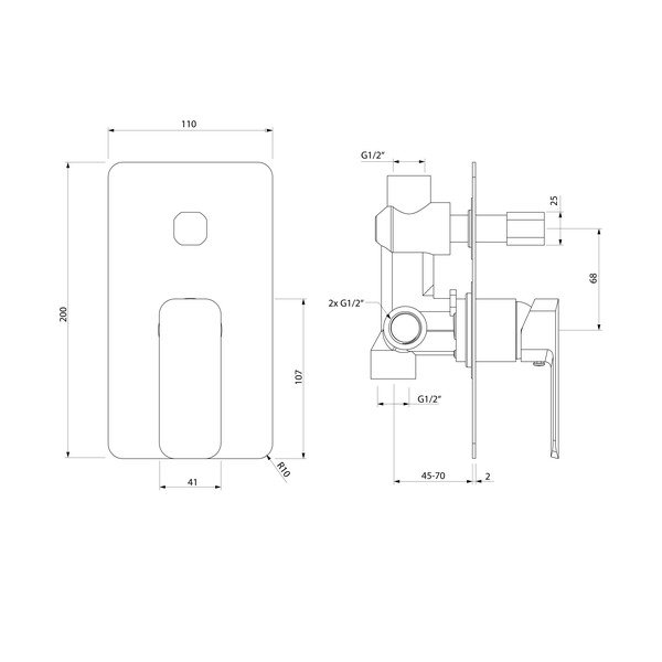 Вградена душ батерия в лъскаво-сребрист цвят (2 изхода) Spy – Sapho-image-1