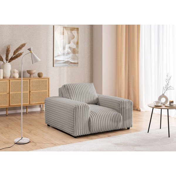 Светлосиво кресло от рипсено кадифе Justin – Ropez-image-4