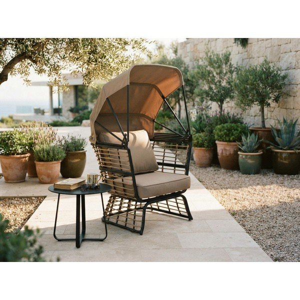 Бежово метално градинско кресло Paros – Garden Pleasure-image-1