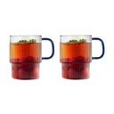Сини стъклени чаши в комплект 2 бр. за капучино 350 ml Livio – Vialli Design