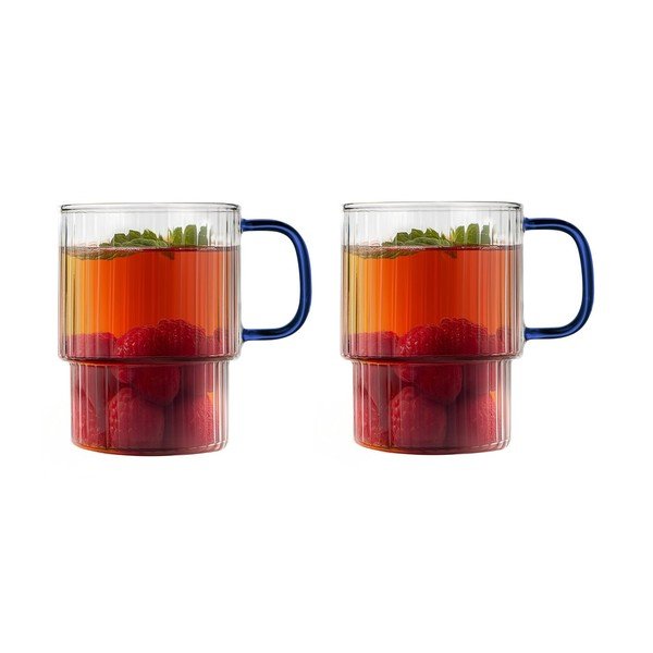 Сини стъклени чаши в комплект 2 бр. за капучино 350 ml Livio – Vialli Design