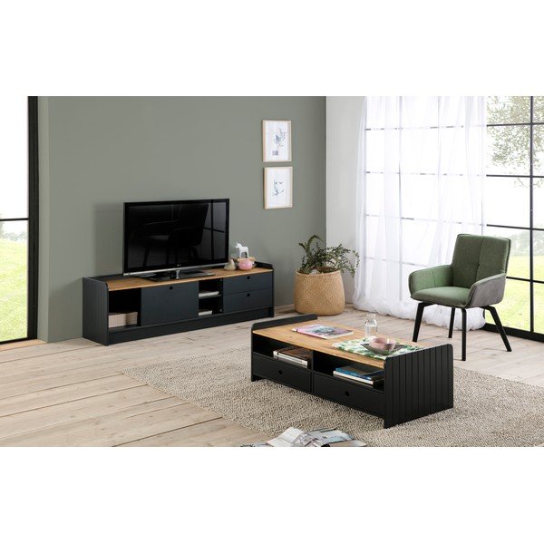 Сива масичка за кафе с плот от борова дървесина Monte - Marckeric-image-4