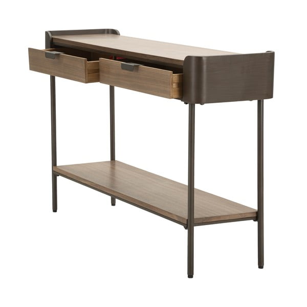 Кафява конзолна маса от масивна ела 31x120 cm Toronto – Mauro Ferretti-image-3