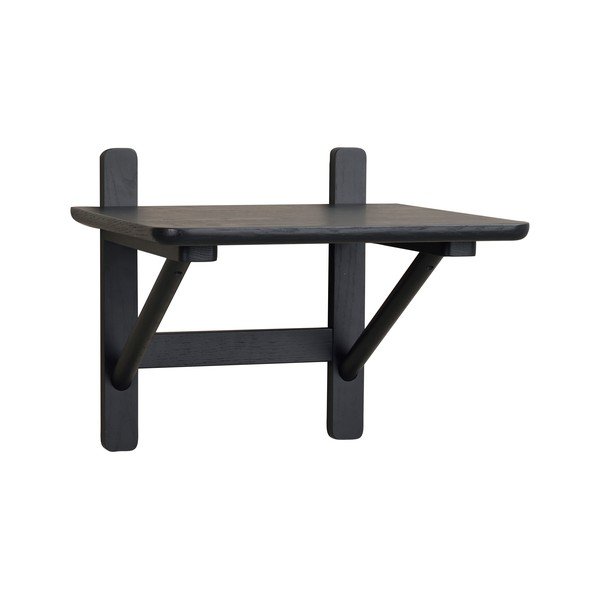 Черно нощно шкафче в дъбов декор с рафтове Camrose - Rowico-image-2