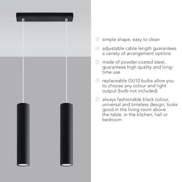 Черно метално висящо осветително тяло Castro – Sollux-image-4