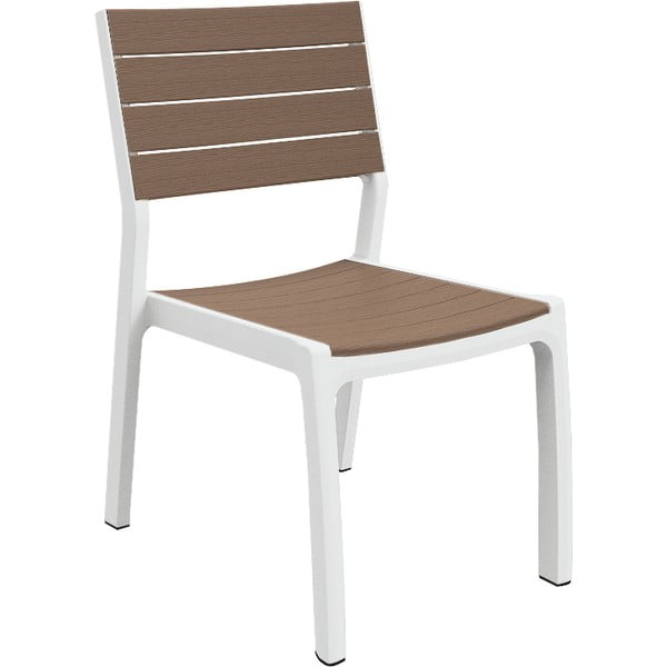 Бял/кафяв пластмасов градински стол Harmony – Keter