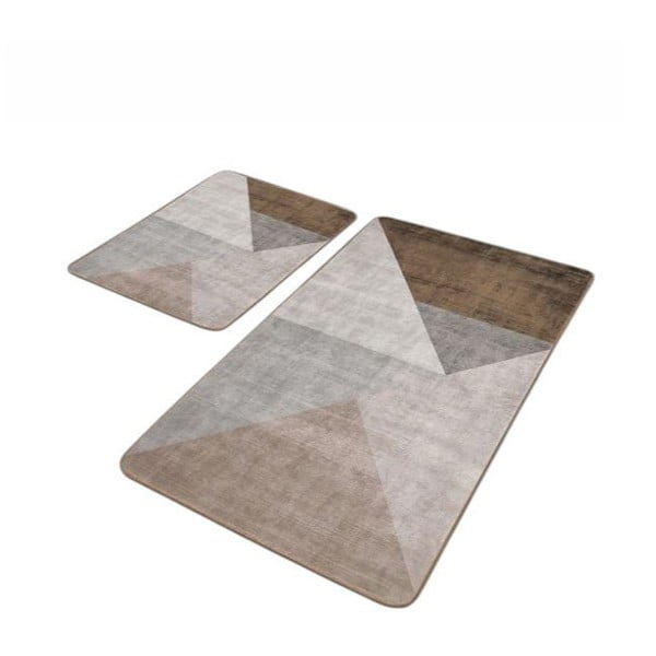 Сиви-кафяви кадифени килими за баня в комплект от 2 бр. 60x100 cm – Mila Home