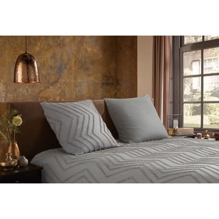 Сиво/кафяво единично удължено спално бельо от микрофибър 140x220 cm Pure Zigzag – Good Morning