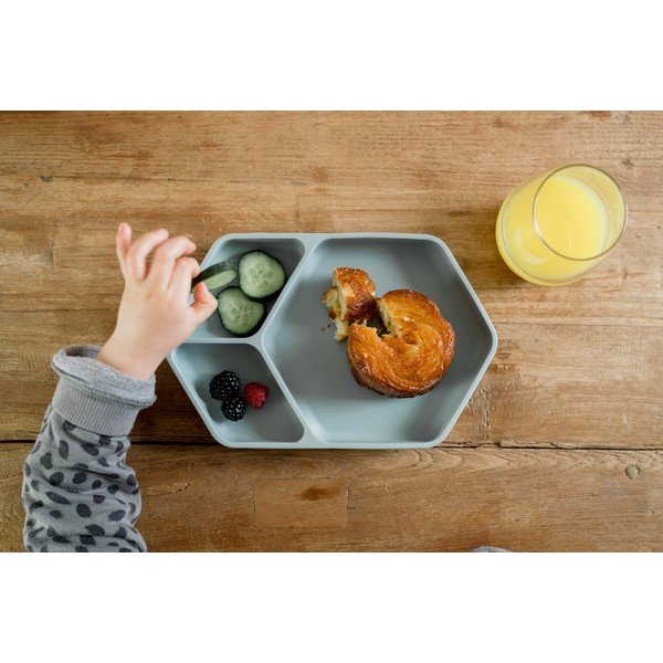 Синя силиконова детска чиния 16x25 cm – Kindsgut-image-1