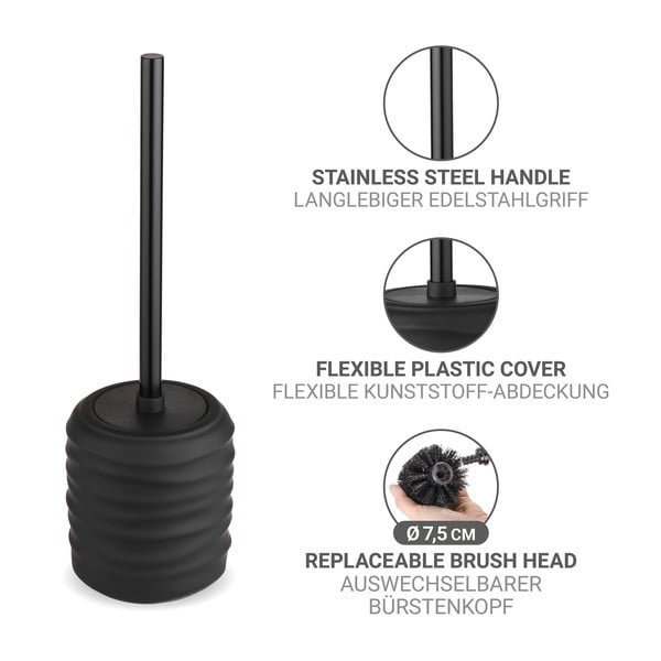 Черна керамична четка за тоалетна Illana – Wenko-image-2