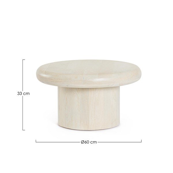 Кремава кръгла масичка за кафе от масивно манго ø 60 cm Lopez – Bizzotto-image-3