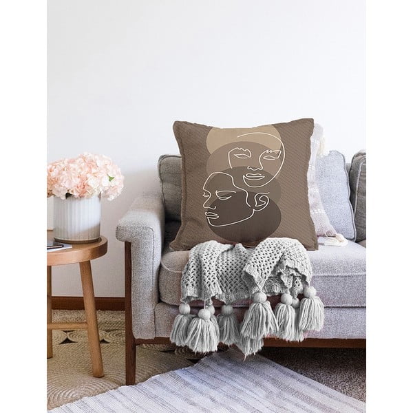 Кафява калъфка за възглавница с памучна шенилия, 55 x 55 cm - Minimalist Cushion Covers-image-2
