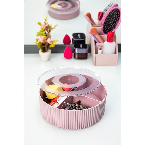 Розов пластмасов органайзер за козметика - Mioli Decor-image-1