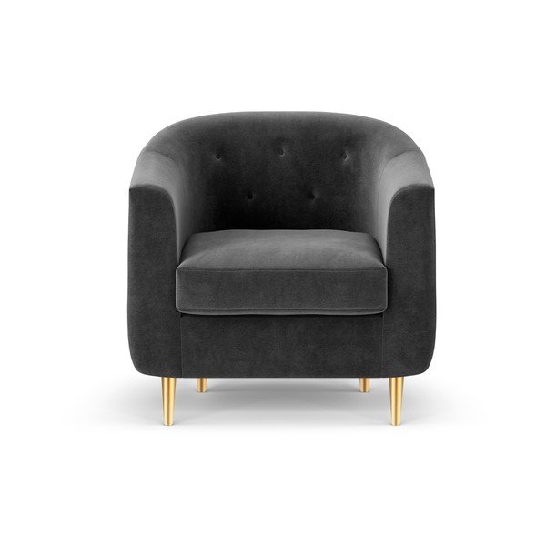 Тъмно сиво кадифено кресло Corde - Kooko Home-image-2