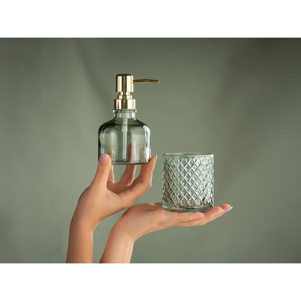 Стъклен диспенсер за сапун в цвят мента 200 ml Atessa – Wenko-image-2