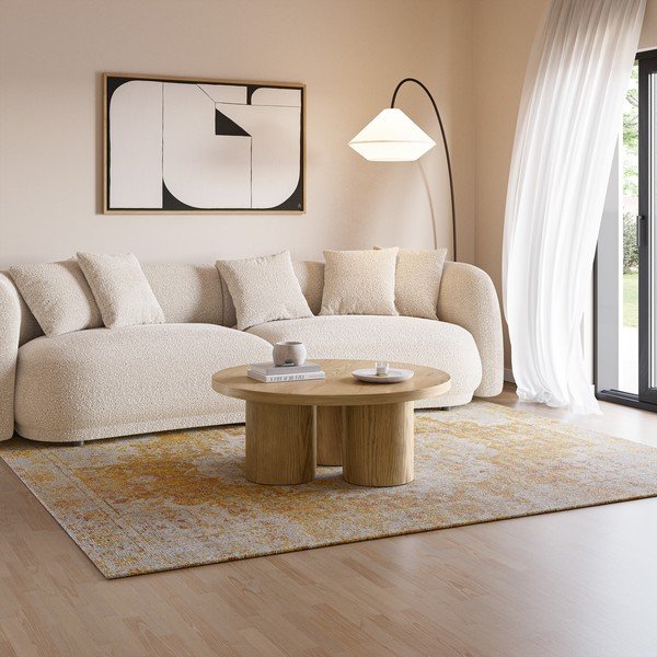 Кръгла масичка за кафе от декор от дъб  в естествен цвят ø 100 cm Arancha – MOME-image-1