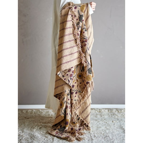 Кафяво одеяло от рециклиран памук 130x160 cm Eydis – Bloomingville-image-1