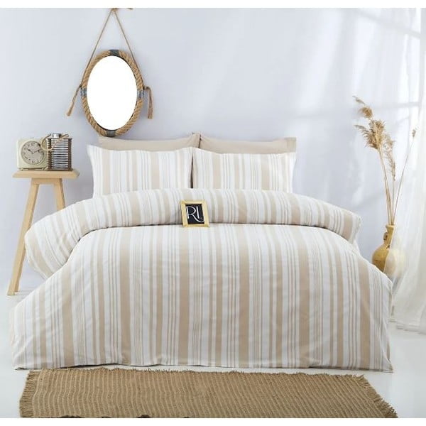 Бежово памучно спално бельо за двойно легло 200x220 cm - Mila Home
