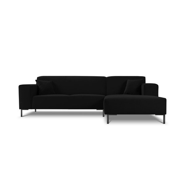 Ъглов диван от черно кадифе Siena, десен ъгъл - Cosmopolitan Design-image-3