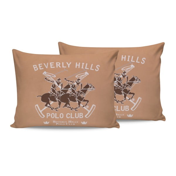 Комплект от 2 кафяви памучни калъфки за възглавници Marro, 50 x 70 cm - Beverly Hills Polo Club