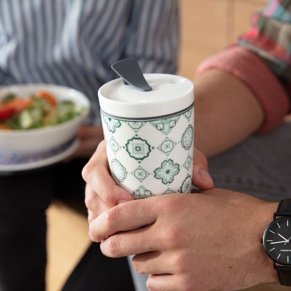 Зелена и бяла порцеланова чаша за пътуване Villeroy & Boch , 350 ml Like To Go - like | Villeroy & Boch-image-1