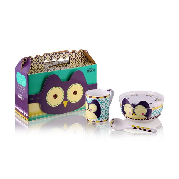 Dětský snídaňový set z kostního porcelánu Silly Design Owl