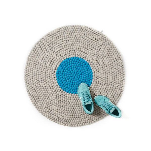 Vlněný koberec Wool Mat Round Turquoise, 90x90 cm
