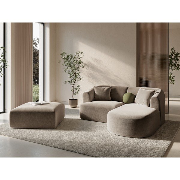 Светлокафява кадифена табуретка Campi – Cosmopolitan Design-image-1