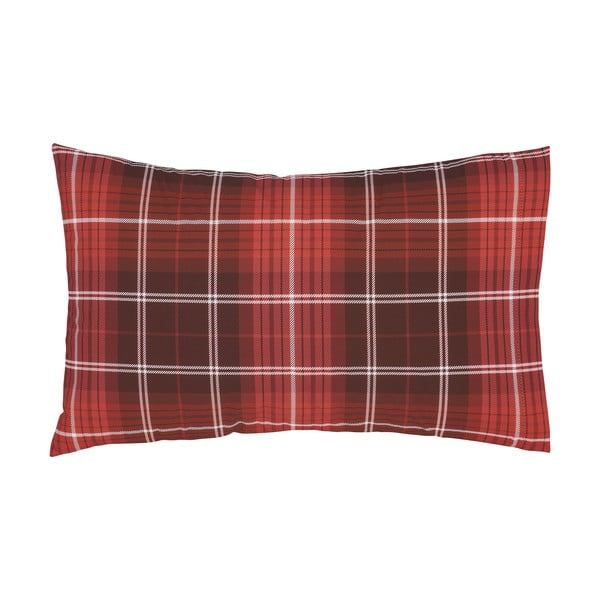 Комплект от 2 червени памучни калъфки за възглавници, 50 x 75 cm Brushed Tartan - Catherine Lansfield