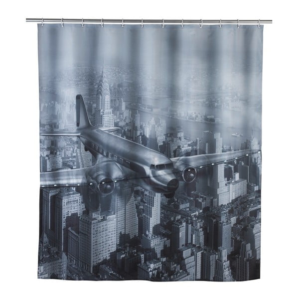 Сива завеса за душ Led Plane, 180 x 200 cm - Wenko