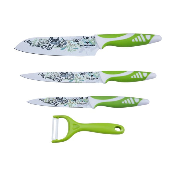 Sada nožů, 4 ks, zelenobílá